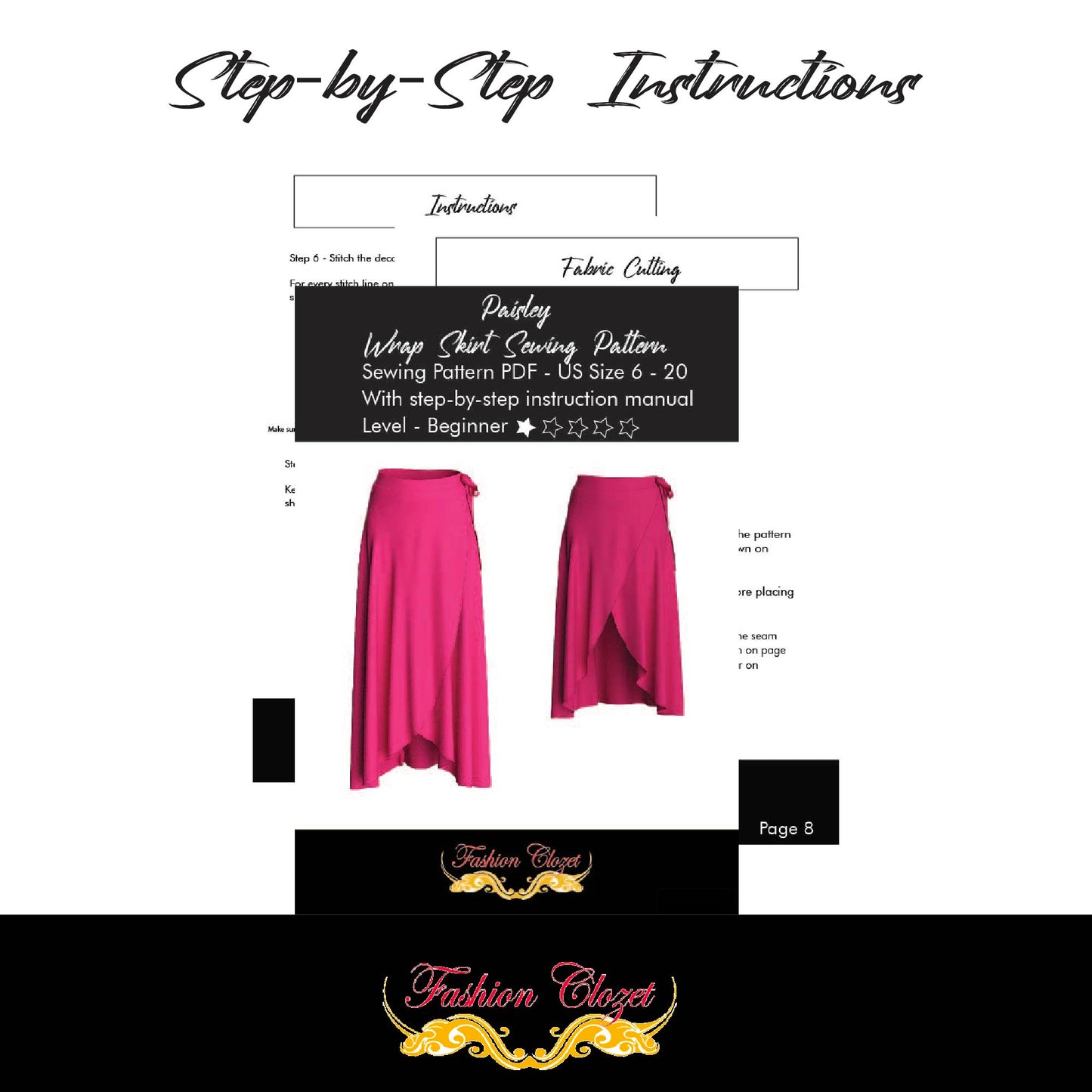 DIY Wrap Skirt Sewing Pattern for Women