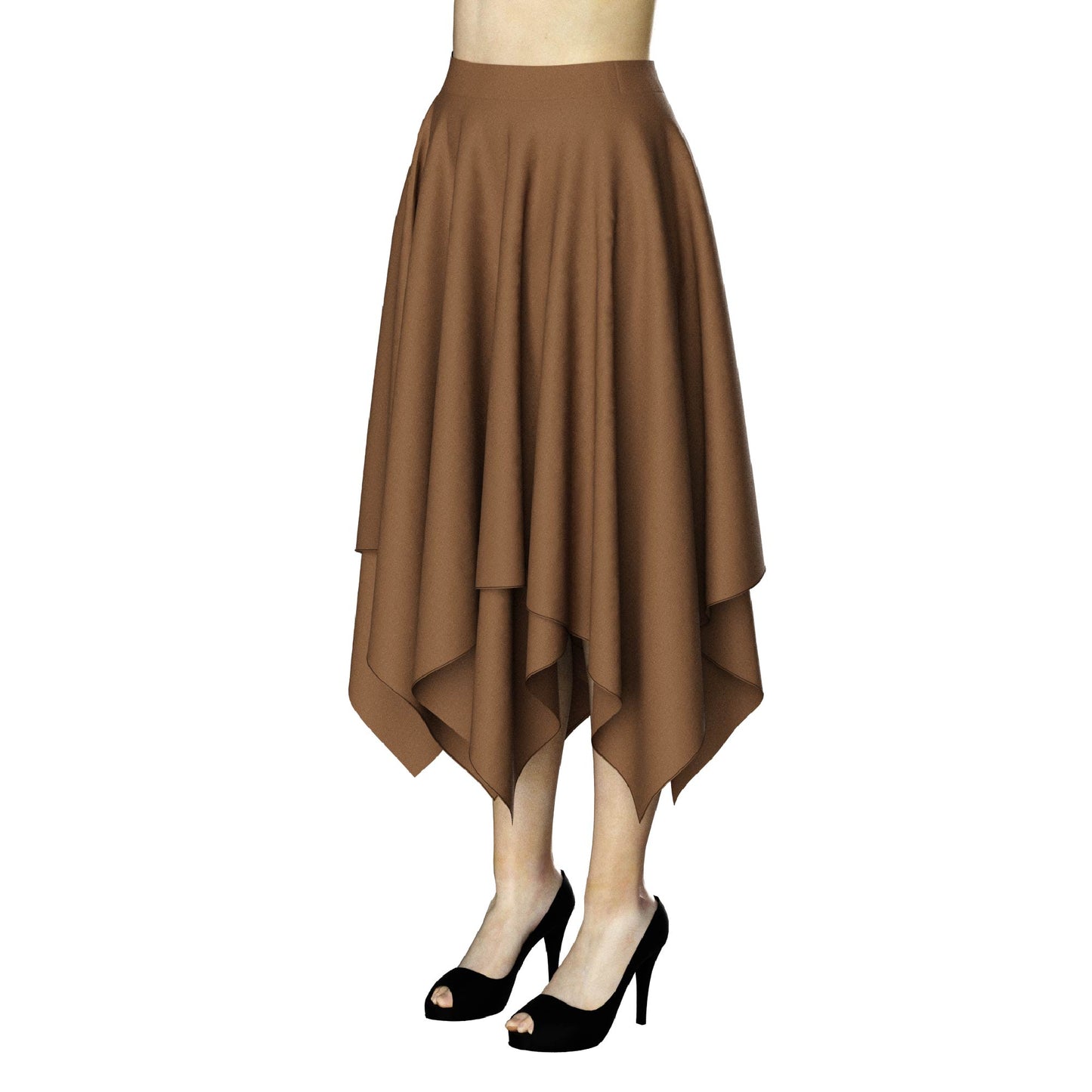 DIY Women Flowy Handkerchief Hemline Midi Skirt Digital Sewing Pattern