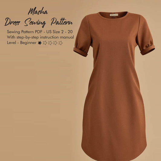 Simple A line Dress Sewing Pattern for Women