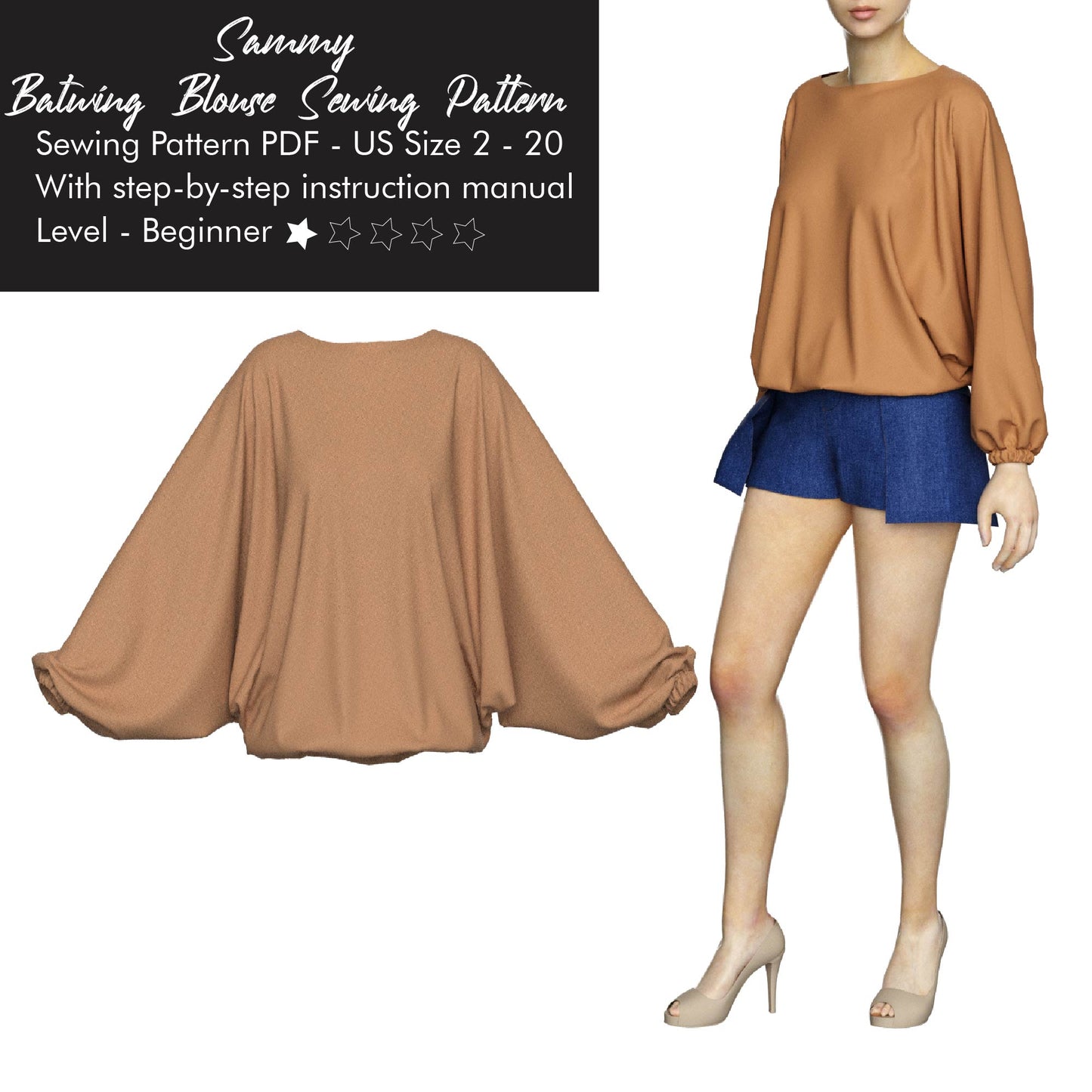 Batwing Blouse Top Sewing Pattern