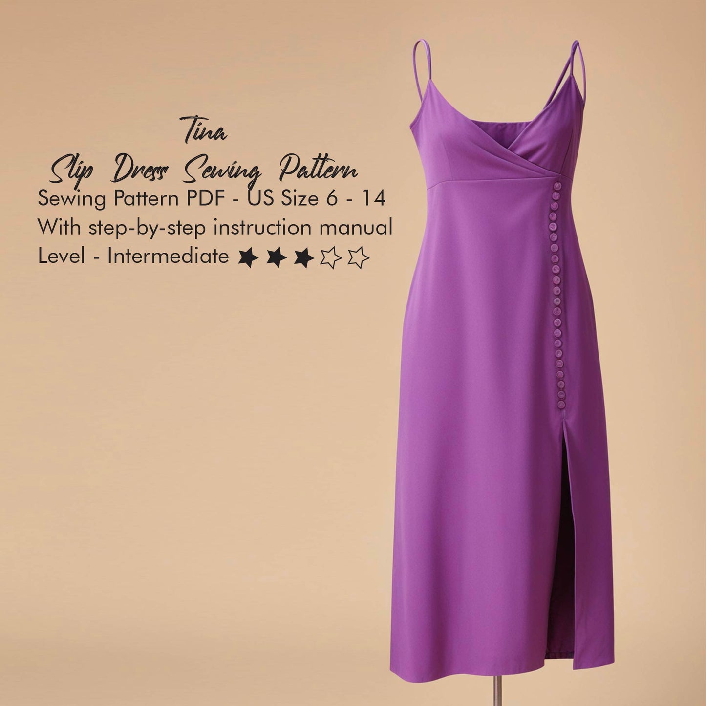 Knee Length Slip Dress Sewing Pattern