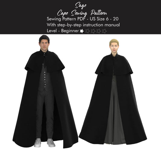 Vampire Coat Pattern, Adult Cloak Cape