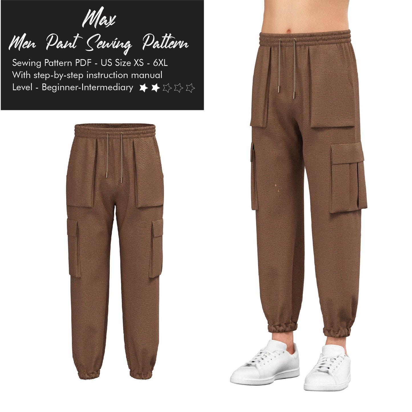 Men's Cargo Khaki Pant Sewing Pattern