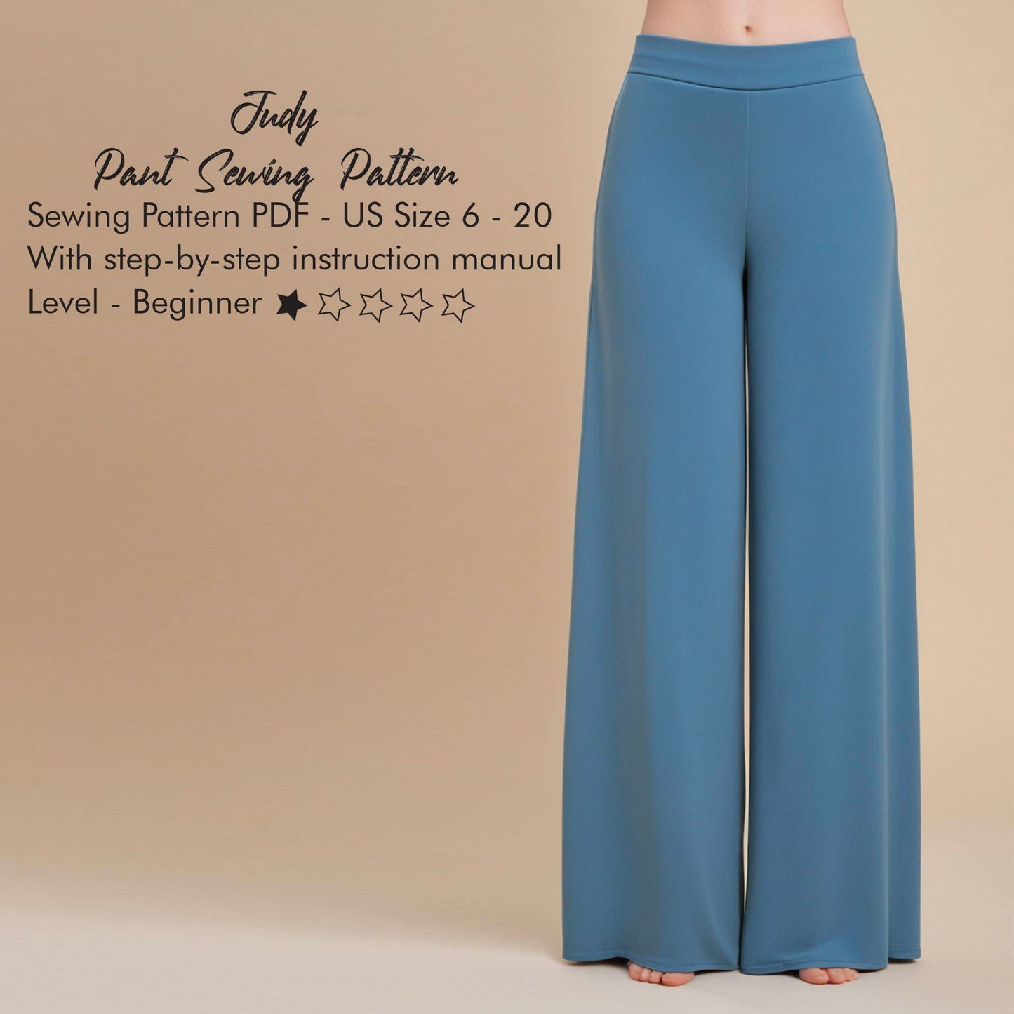 Wide Leg Palazzo Pant Easy Sewing Pattern for Beginners