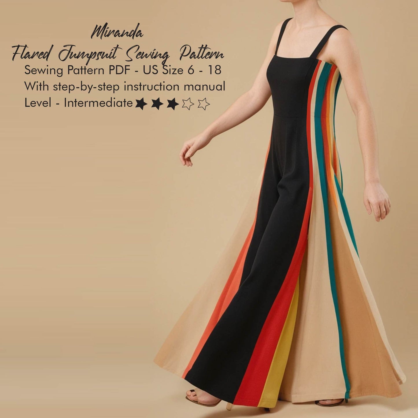 Sleeveless Jumpsuit Sewing Pattern For Women