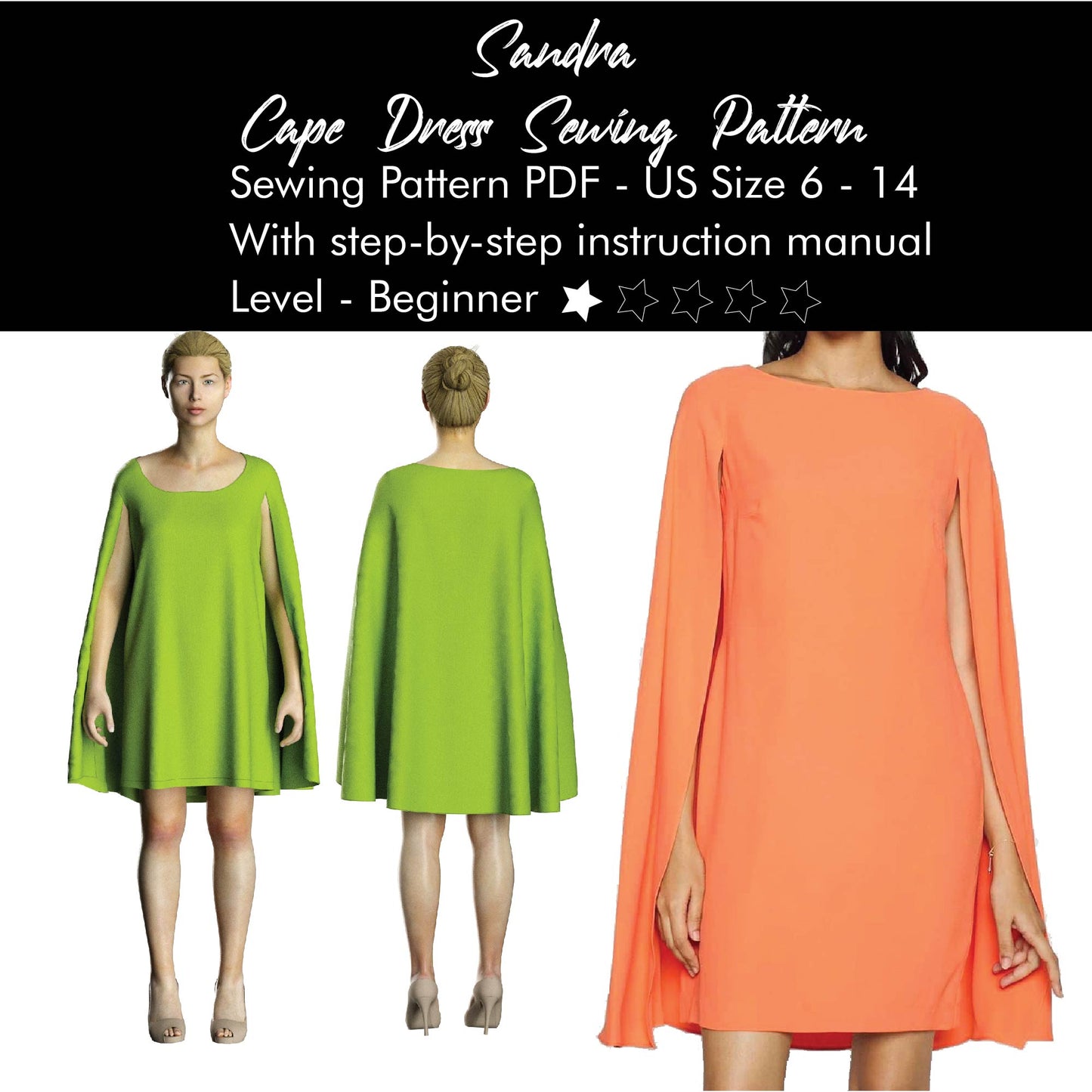 Cape Dress Pattern Design Sewing Pattern Project