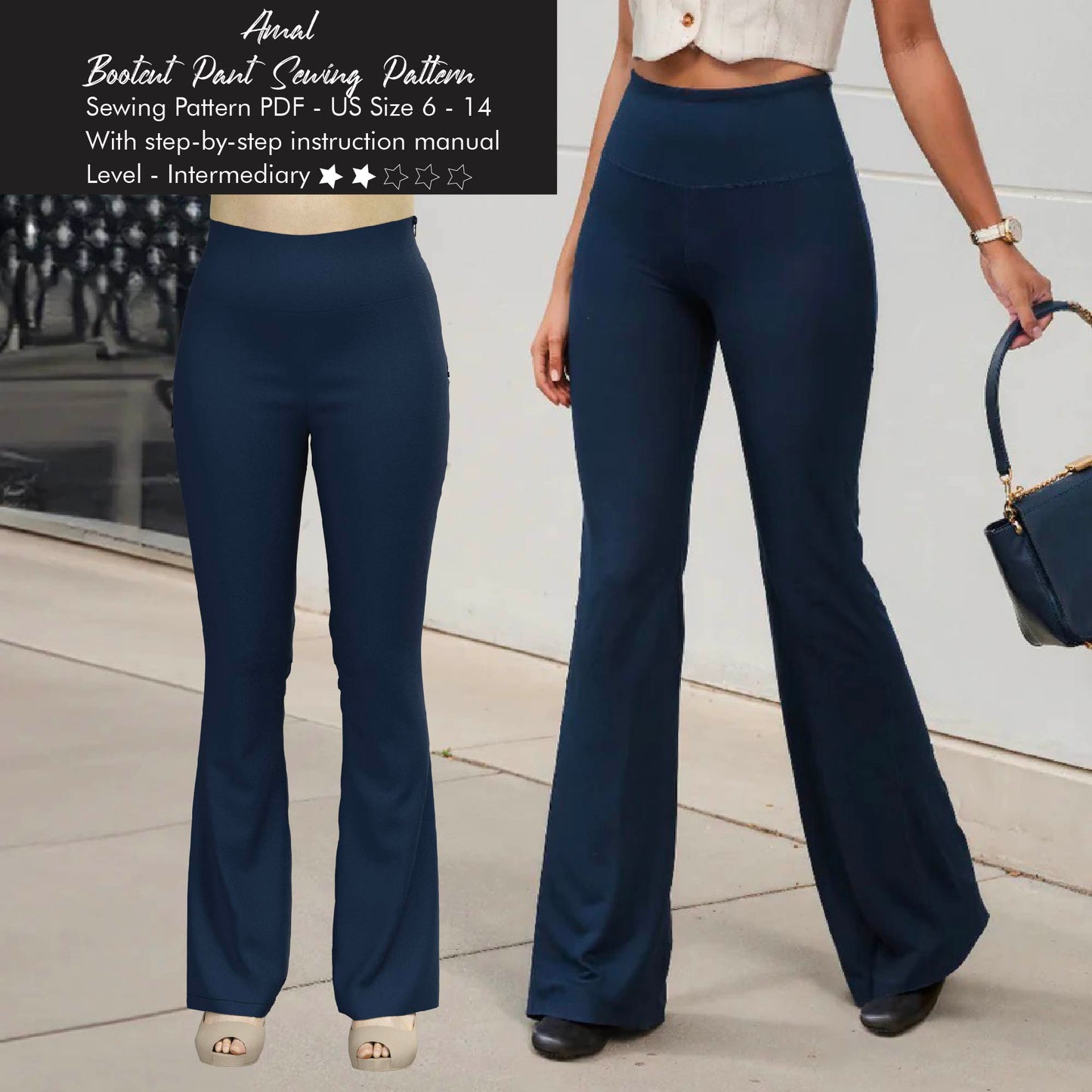 High-waisted Bootcut Pants Pattern Project