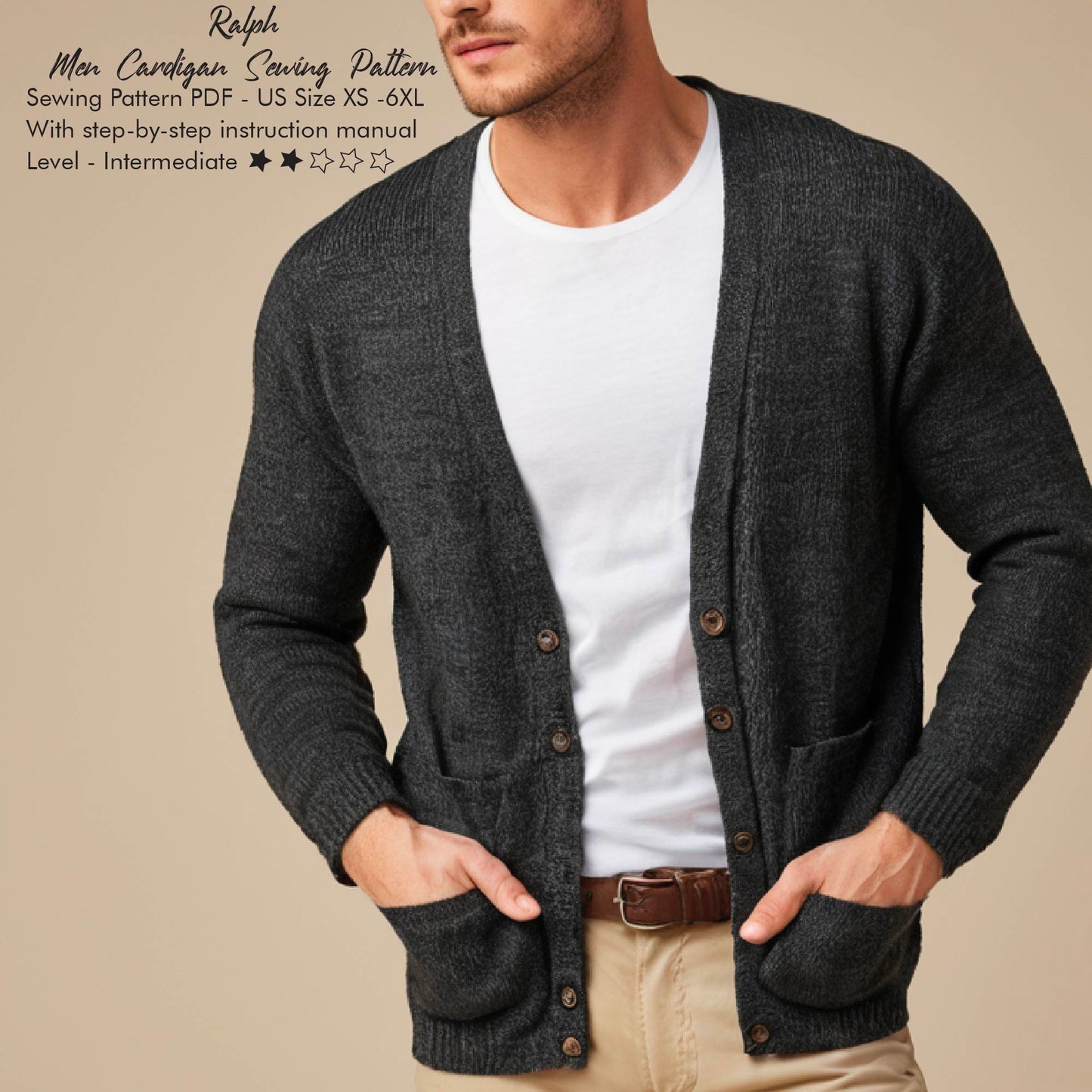 Men Cardigan Digital Sewing Pattern