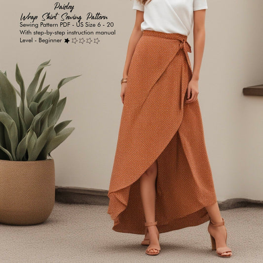 DIY Wrap Skirt Sewing Pattern for Women