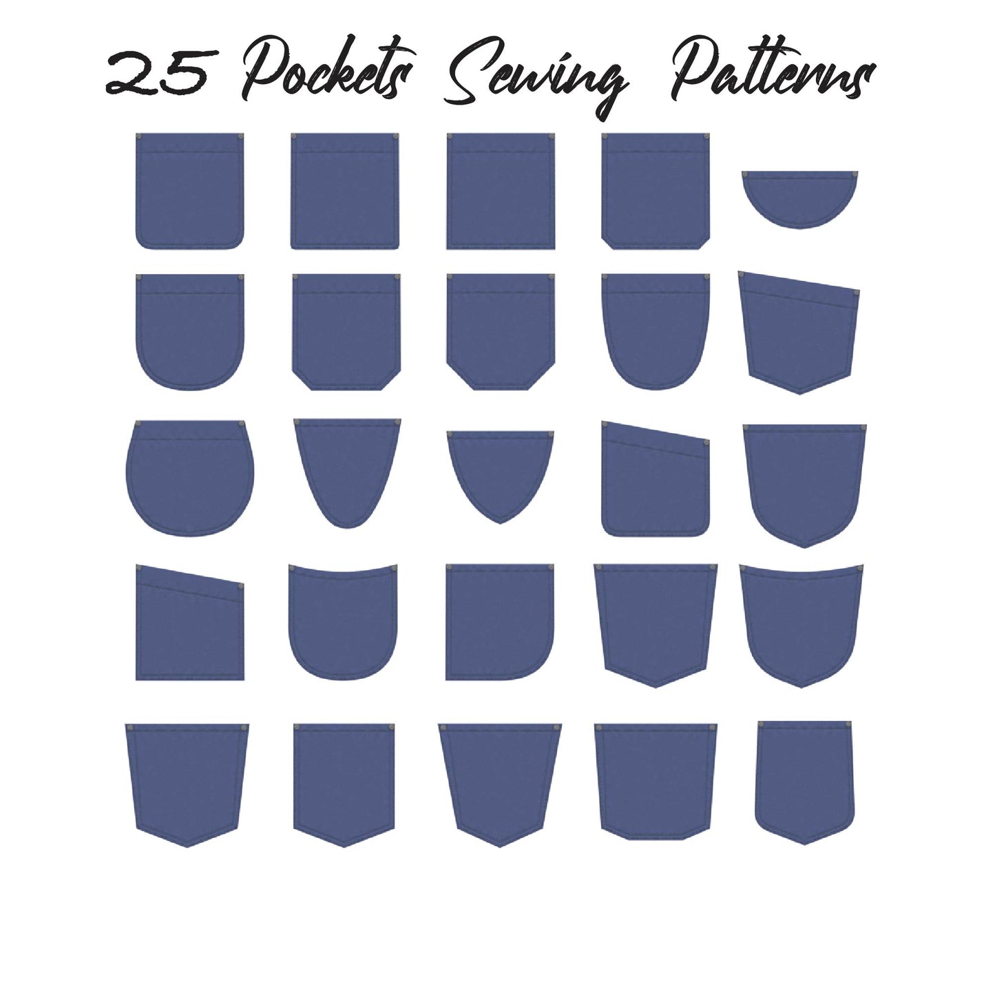 25 Denim Patch Pocket Digital Sewing Pattern Bundle