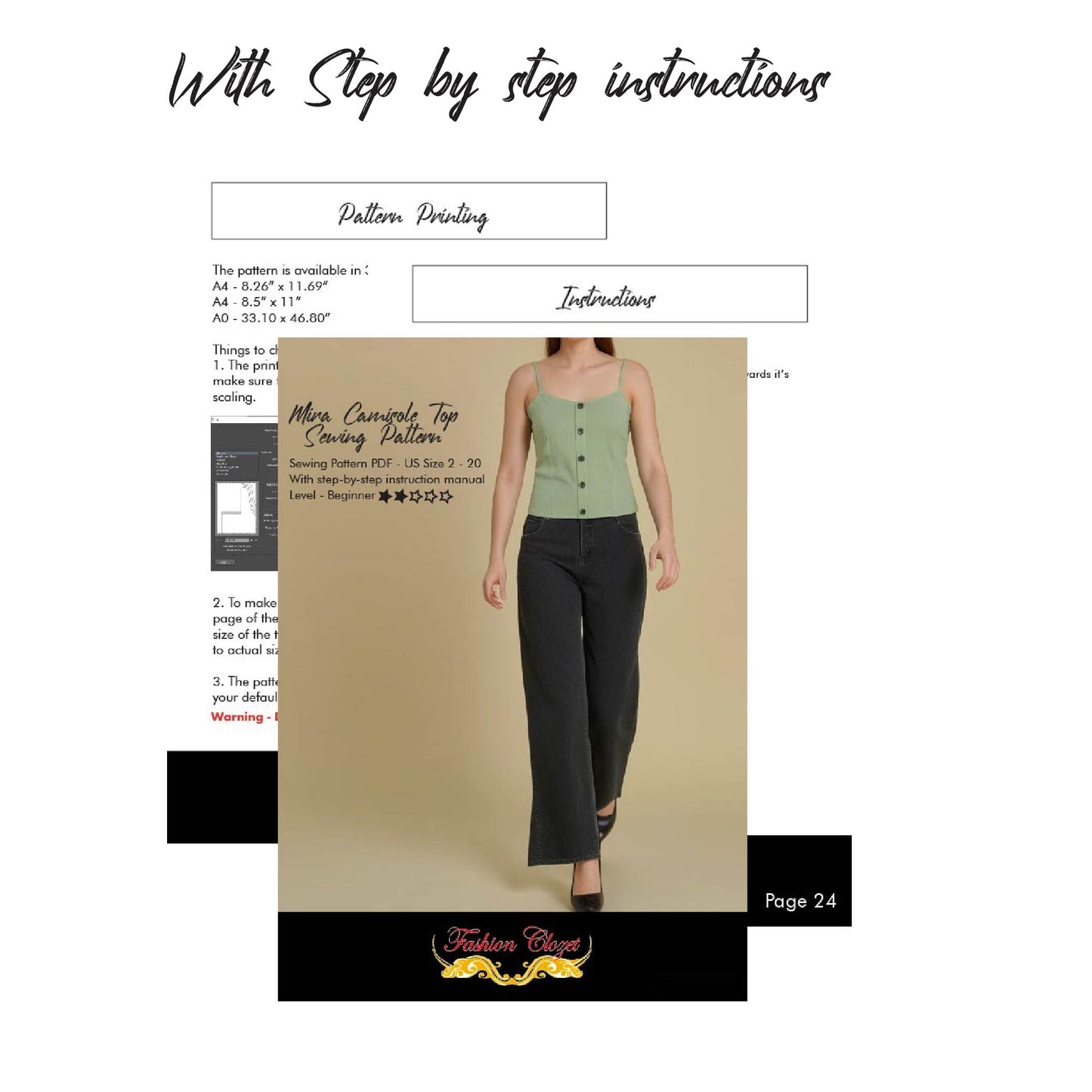 Buttondown Camisole Top Digital Sewing Pattern