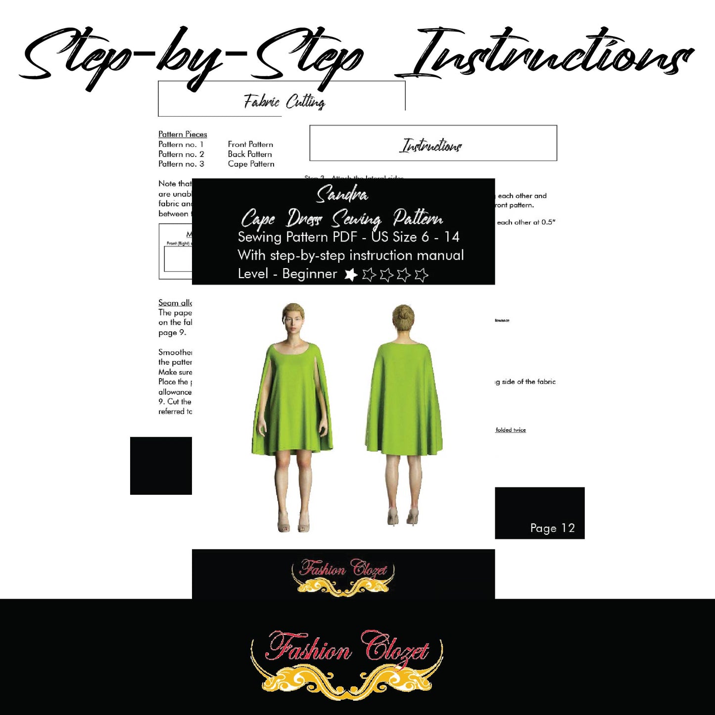 Cape Dress Pattern Design Sewing Pattern Project