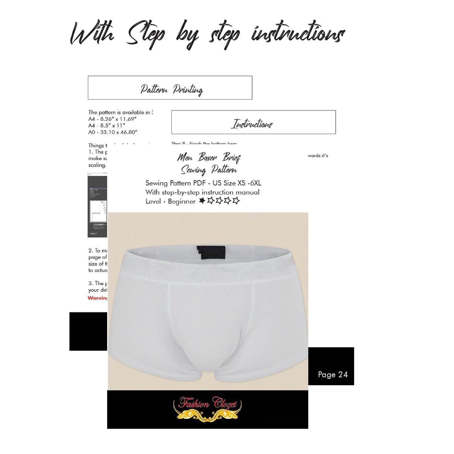 Men Brief Boxer Sewing Pattern