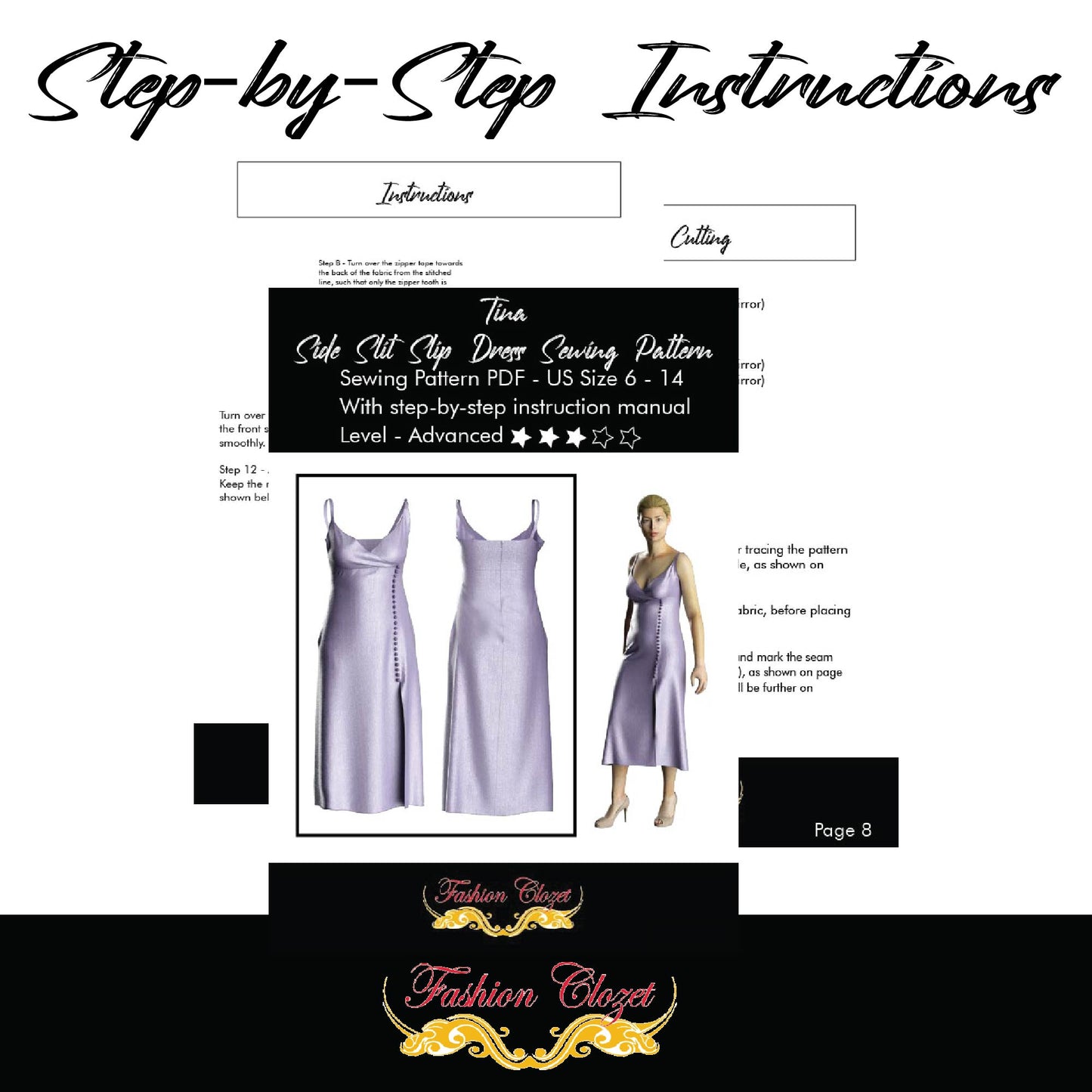 Knee Length Slip Dress Sewing Pattern