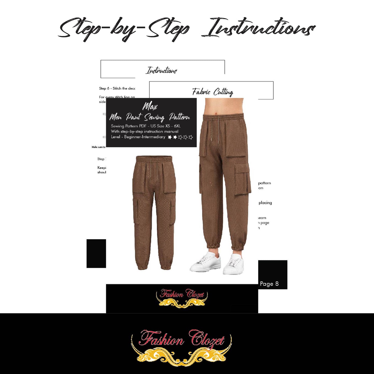 Men's Cargo Khaki Pant Sewing Pattern