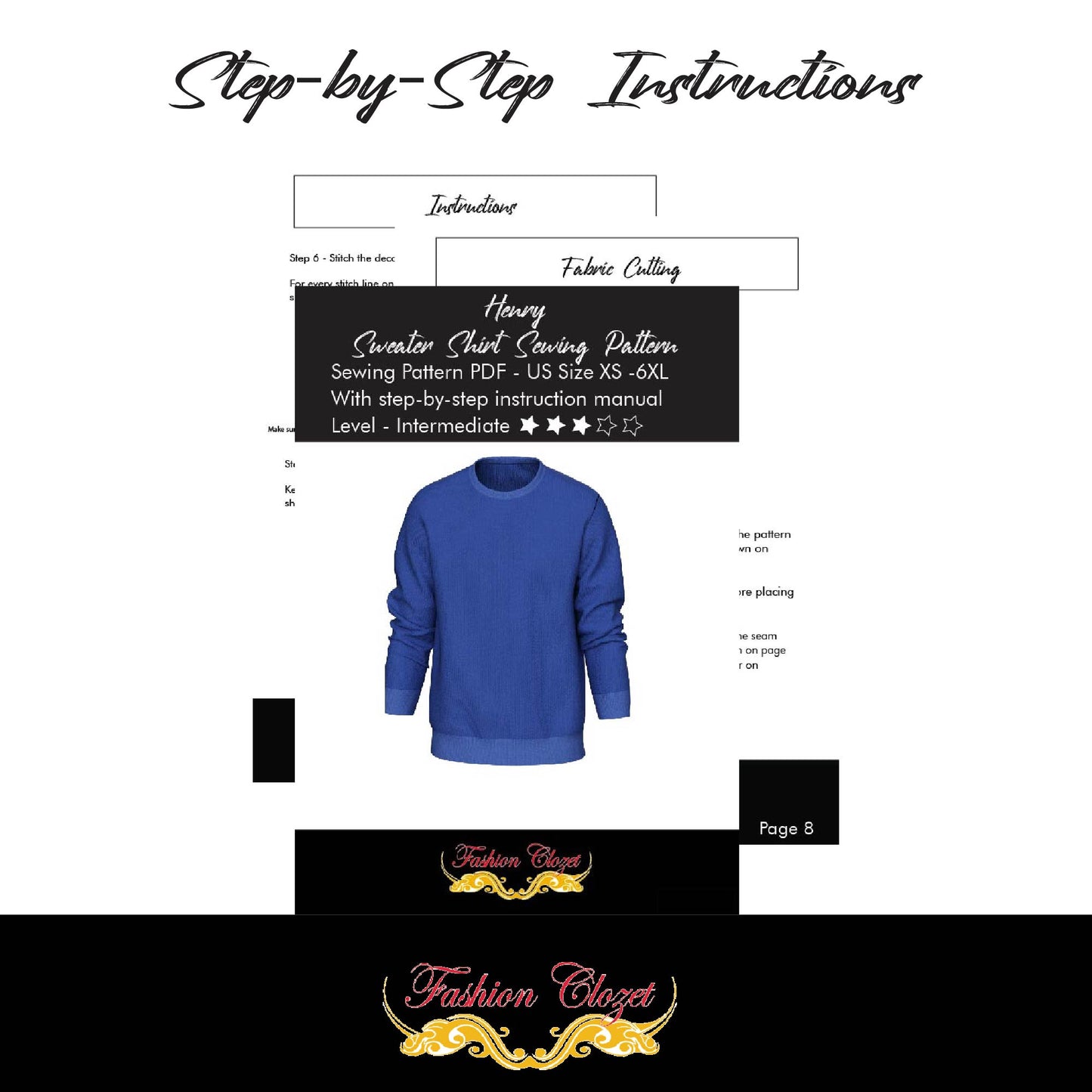 Mens Long Sleeve Sweater Shirt PDF Sewing Pattern