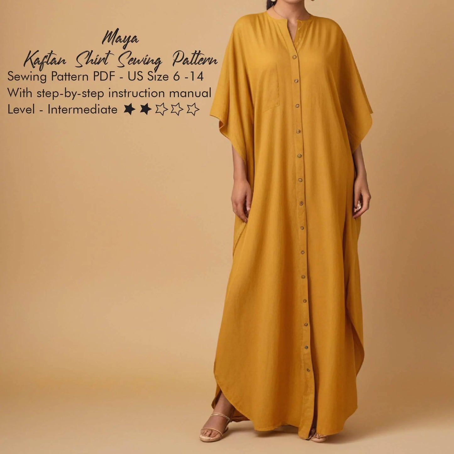 Kaftan Shirt Dress Sewing Pattern